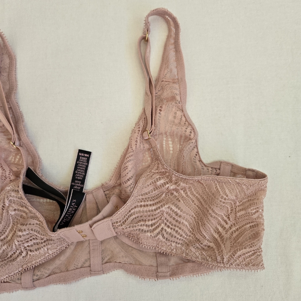 Victoria's Secret Plunge Underwire Bra Lace Pink Size 34B - Picture 6 of 11